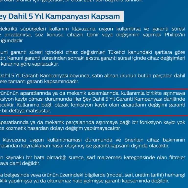Philips Elektrikli Süpürge Garanti Kapsamı Mağduriyeti