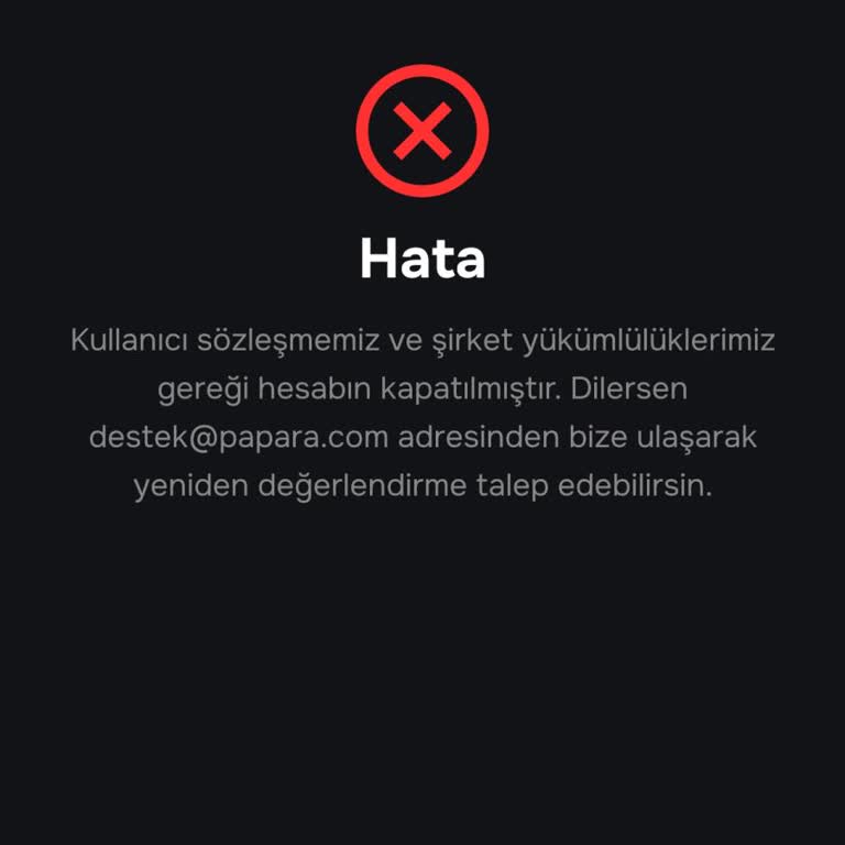Papara Gerekçesiz Hesap Kapatılması Ve Yetersiz Müşteri Desteği!