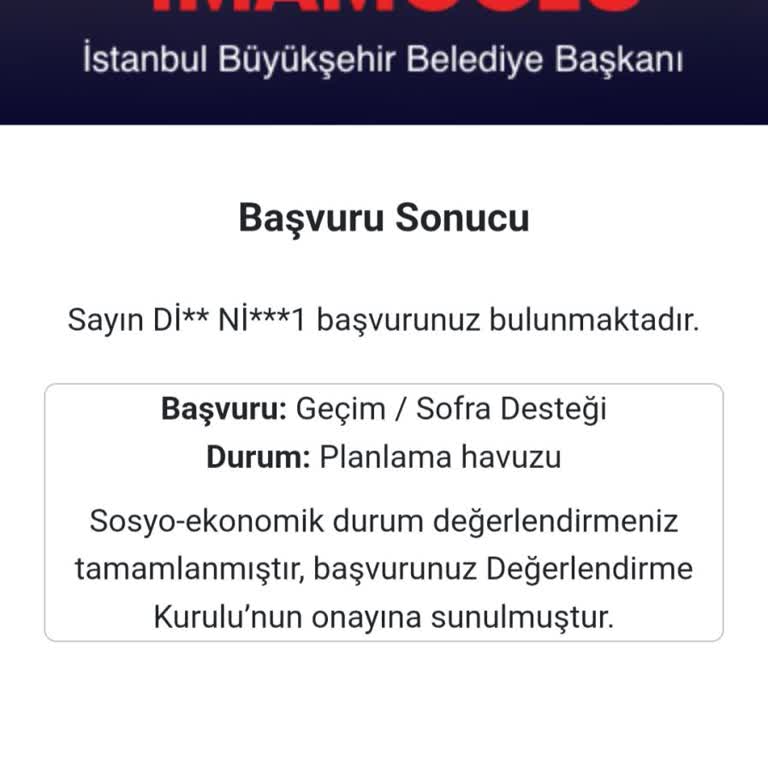 İBB Geçim Sofrası Desteği Başvurum Sonuçlanmıyor