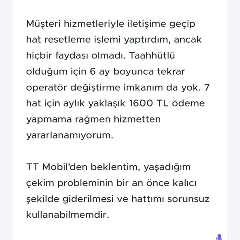TT Mobil’de 7 Hattımda Sürekli Çekim Sorunu Ve Çözüm Bulamama Mağduriyeti