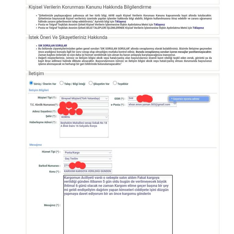 PTT Kargo Teslimatında Gecikme Mağduriyeti