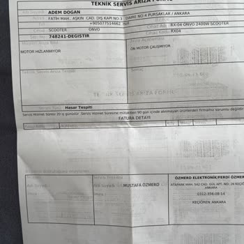 Yeni Aldığım Scooter Kısa Sürede Arızalandı Servis İlgisiz Ve Kaba Davrandı