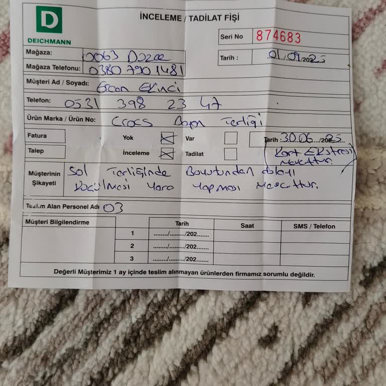 Garanti Kapsamındaki Terliğin Küçülmesi Ve Değişim Talebimin Reddedilmesi