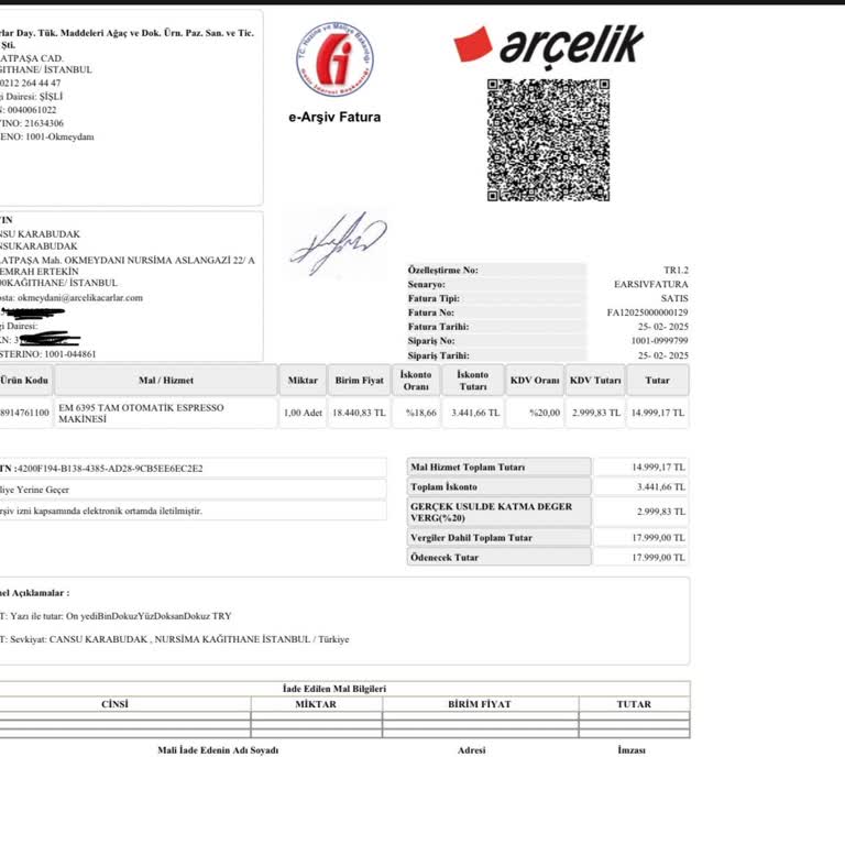 Arçelik Espresso Makinesi Sürekli Arızalanıyor, İade Talebim Karşılanmıyor