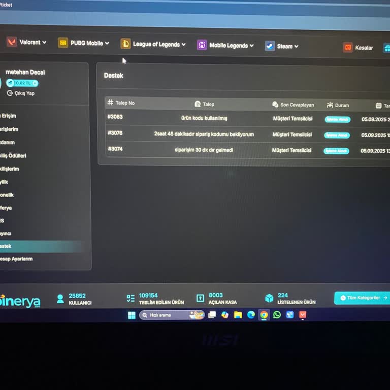 Satın Aldığım Valorant Kodu Kullanılmış Çıktı Ve Ücret İadesi Yapılmıyor