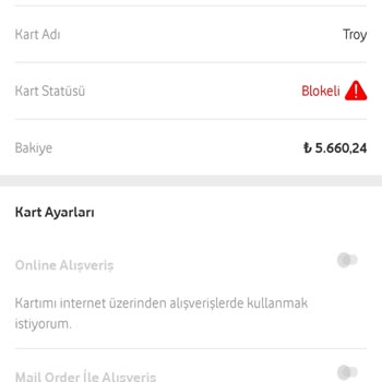 Vodafone Pay Sanal Kartım Bloke Edildi, 500 TL İadem Yapılmadı