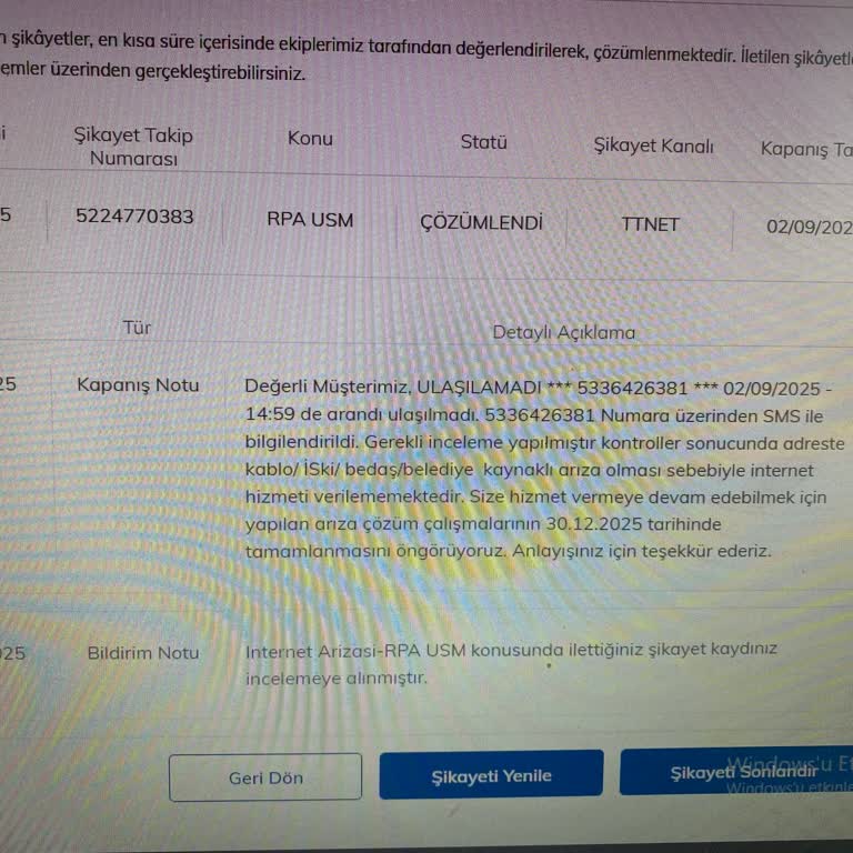 Uzun Süredir Devam Eden İnternet Kesintisi Ve Haksız Ücretlendirme Mağduriyeti