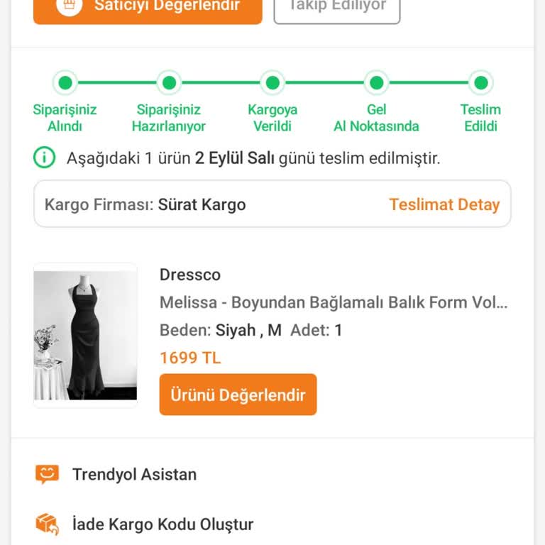 Teslim Alınmayan Elbise İçin Ücret İadesi Veya Yeniden Gönderim Talebi