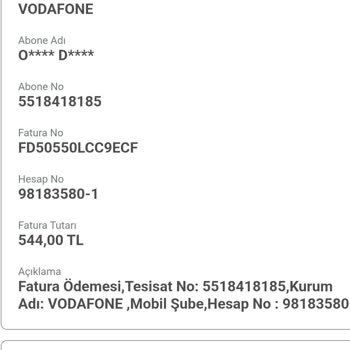 Aşım Ücretleri Nedeniyle Fahiş Vodafone Faturaları Ve Çözüm Eksikliği