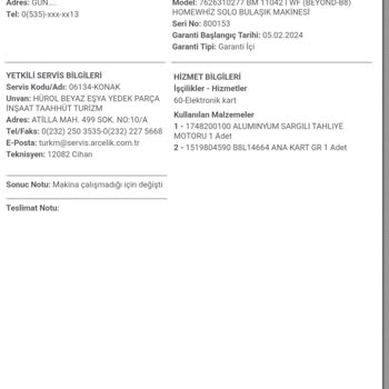 Beko Bulaşık Makinesi Arızası Ve Yetersiz Servis Deneyimi