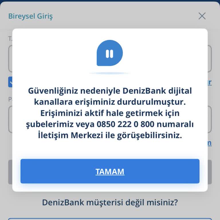 Denizbank Dijital Kanallara Erişim Engeli Ve Çözüm Sağlanamaması