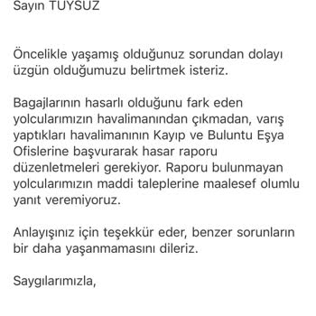 Uçuş Sonrası Bagajım Kırık Teslim Edildi Talebim Reddedildi