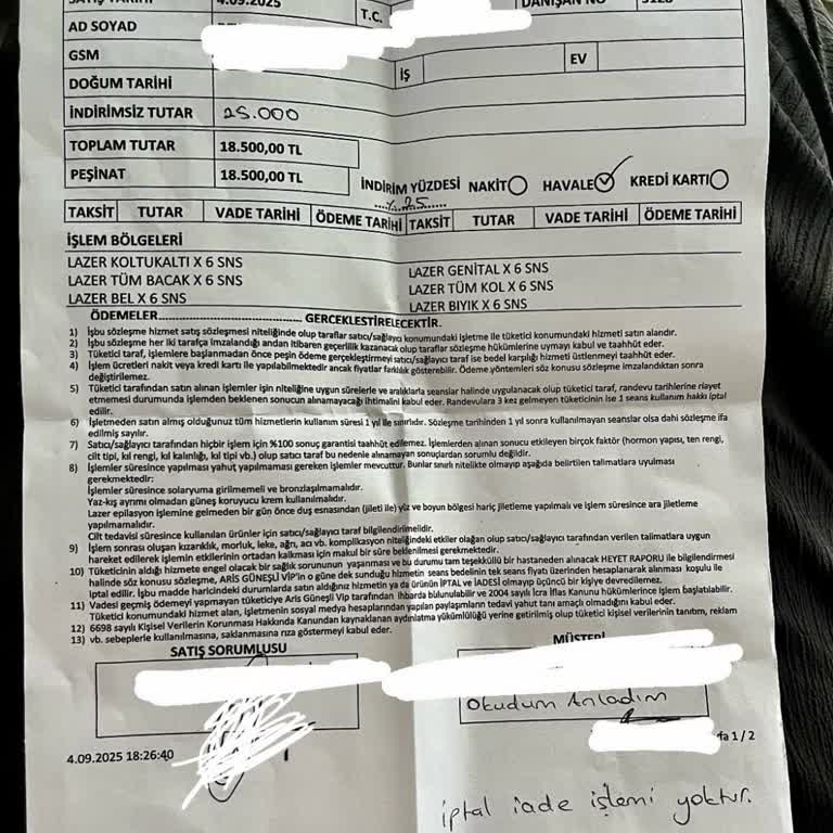 Hizmet Almadan Ücret İadesi Ve Sözleşme Feshi Talebim Reddedildi