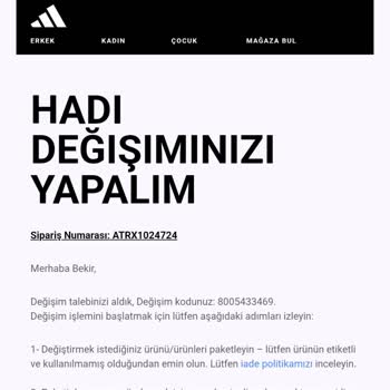 Adidas Online Mağaza Değişim Sürecinde Gecikme ve Bilgi Eksikliği