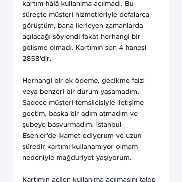 Kredi Kartı Borcumu Kapattım, Kartım Hâlâ Kullanıma Açılmadı