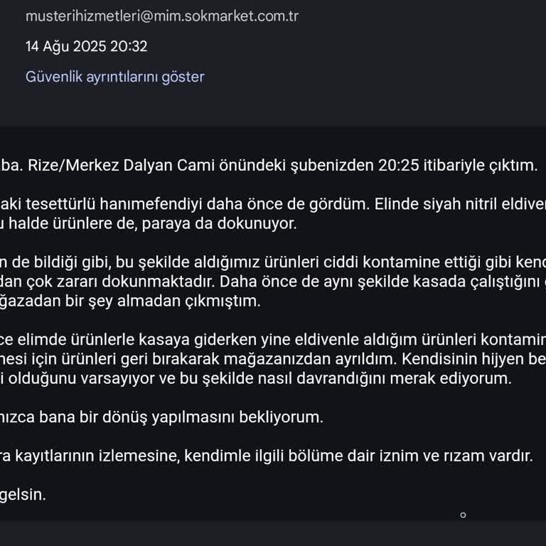 Şok Market Kasiyerinin Hijyen Kurallarına Uymaması Ve Yetkililerin İlgisizliği