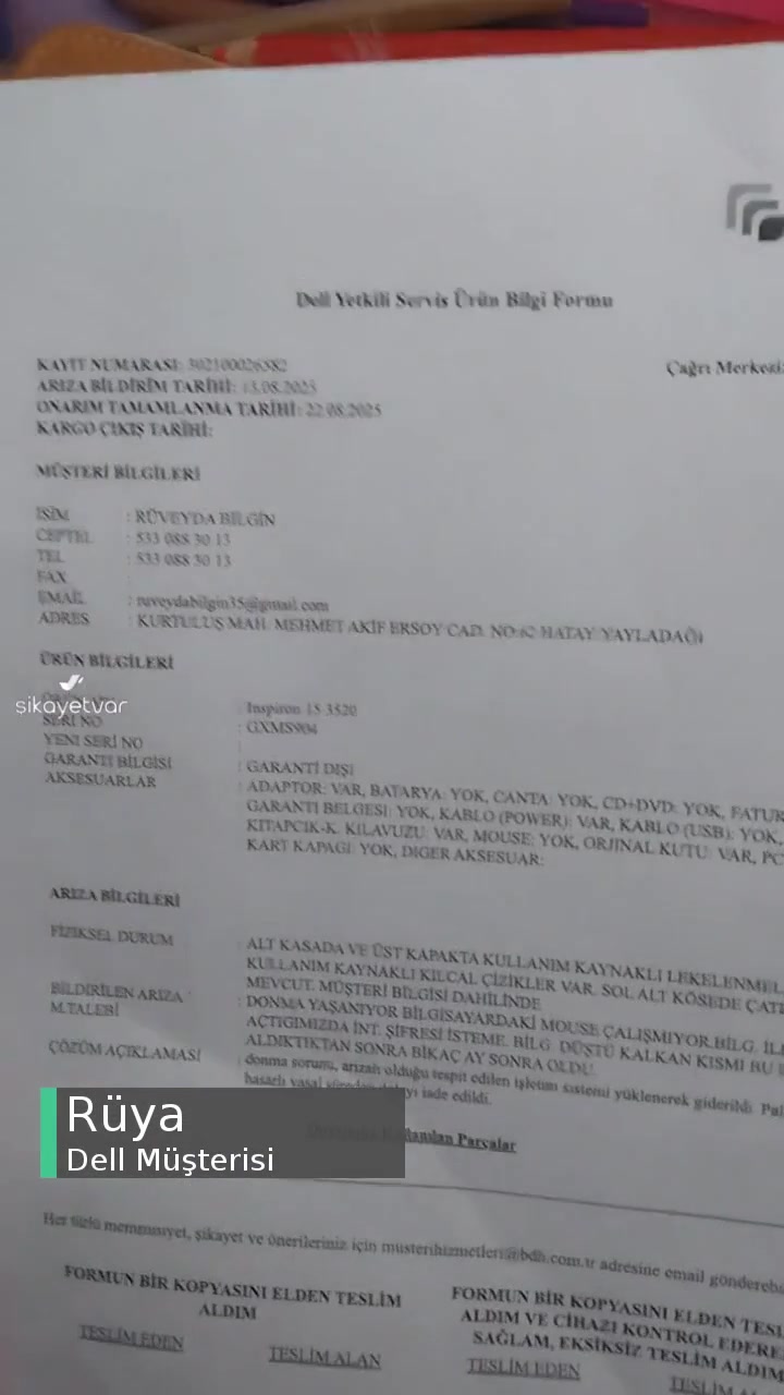 Dell Tamir Servisi Bozuk Gönderim videonun kapak resmi