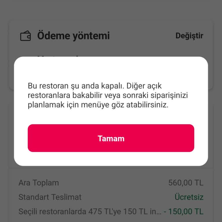 Sipariş Aşamasında Mağaza Kapalı Uyarısı İle Yaşanan Mağduriyet Ve Müşteri Hizmetlerine Ulaşılamaması