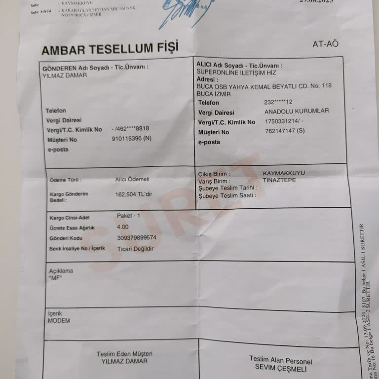 Zamanında Teslim Edilen Modem İçin Haksız Fatura Kesildi