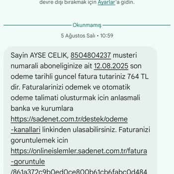 Sadenet Aboneliğim İptal Edilmedi Fatura Ödemeye Devam Ediyorum
