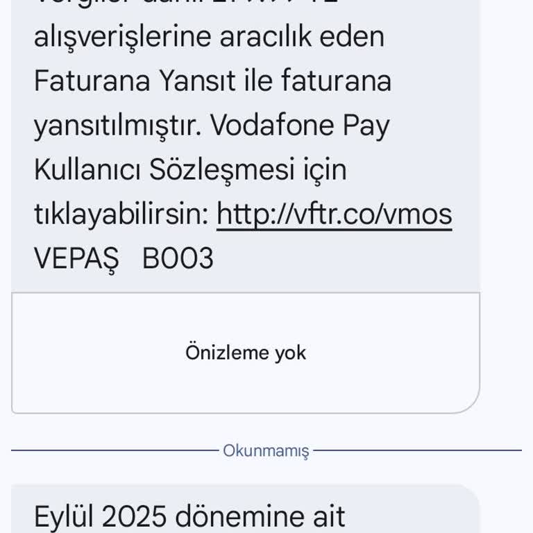 Bilgim Dışında Vodafone Pay Ve Sözleşme Bedeli Ücreti Yansıtıldı