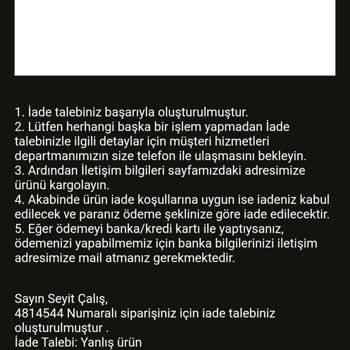 İptal Edilen Siparişin Ücreti İade Edilmedi, Firma İletişime Geçmiyor