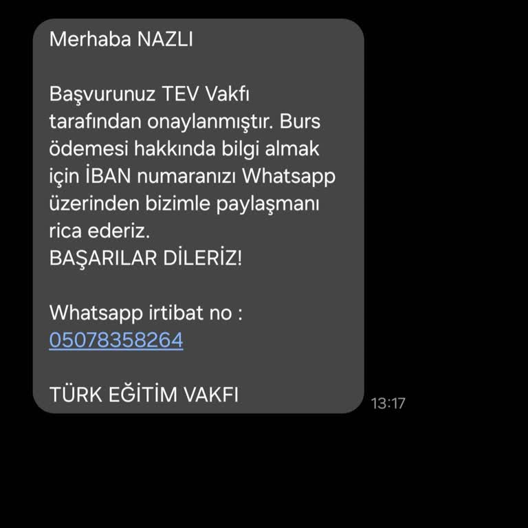 Burs Başvurusu Sonrası Şüpheli Mesaj Hakkında Bilgilendirme Talebi