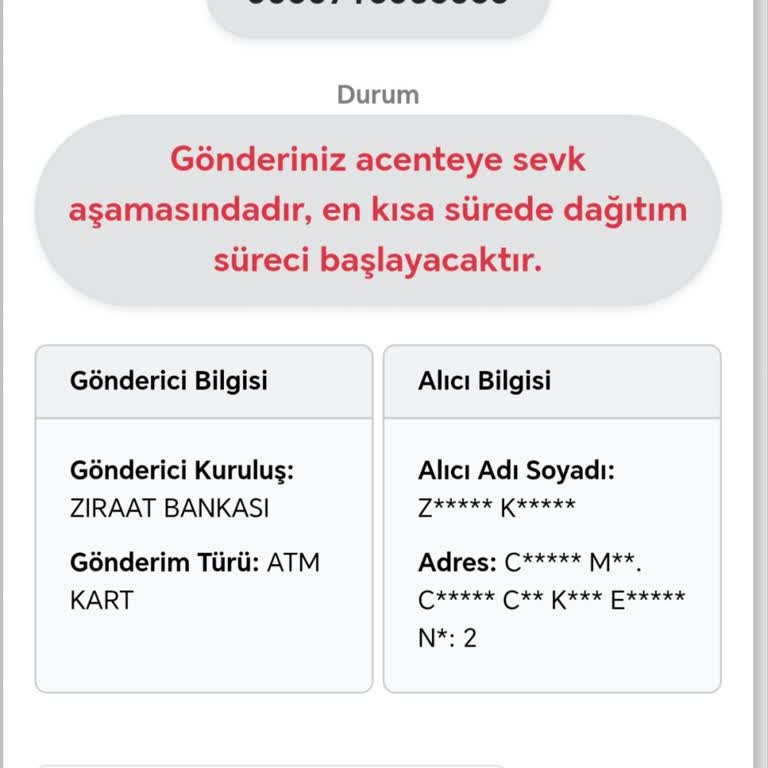 Kuryenet İle Ziraat Bankası Kartım Teslim Edilmiyor Ve Bilgilendirme Yapılmıyor