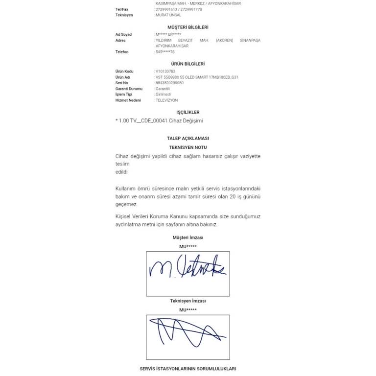 Garanti Değişiminde Eski Modelden Düşük Kalitede Televizyon Verilmesi Mağduriyetim