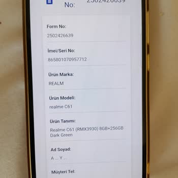 Yeni Alınan Realme C61 Telefonda Sürekli Arıza Ve Yetersiz Servis Deneyimi