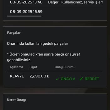 Batarya Değişimi Sonrası Klavye Arızası Garanti Kapsamında Çözülmüyor