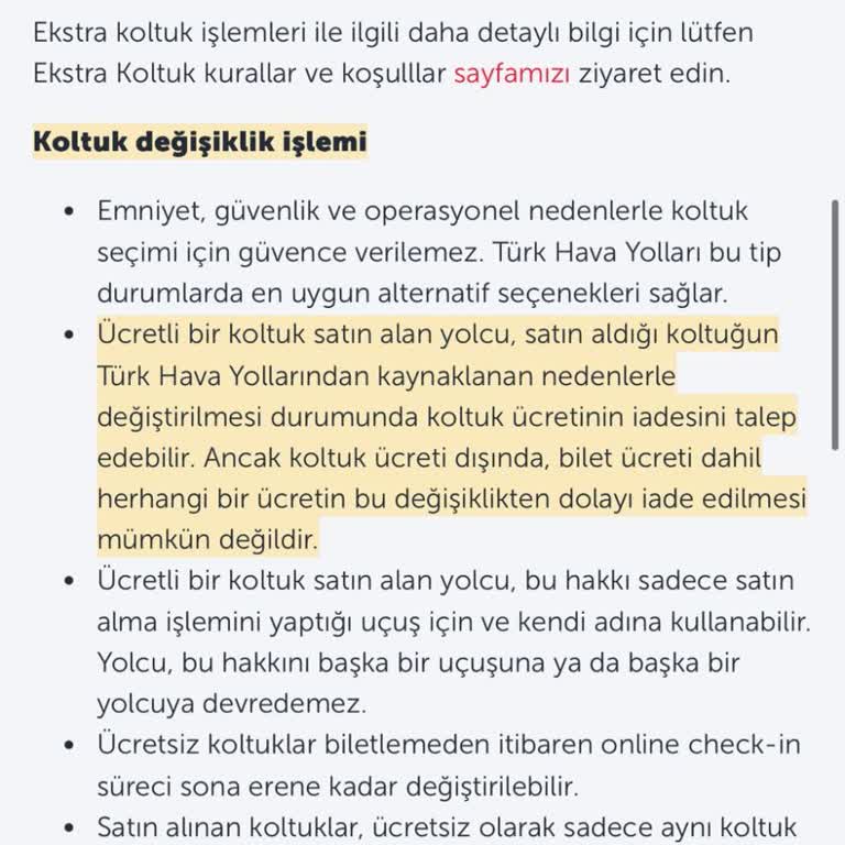 Koltuk Değişikliği Ve İade Sorunu Yaşadım