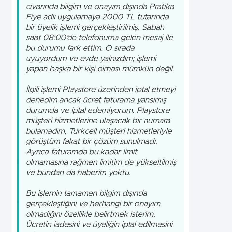 Onayım Olmadan Yapılan Abonelik Ve Haksız Fatura Yansıtmasıyla Mağduriyet