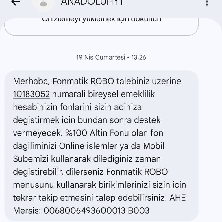 Anadolu Hayat Emeklilik Bilgim Dışında Yapılan Fon Dağılımı Değişikliği Ve Maddi Kayıp