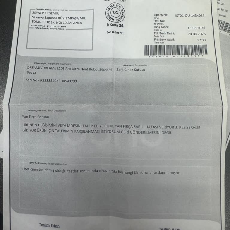 Sürekli Arızalanan Robot Süpürge İçin İade Talebim Dikkate Alınmıyor