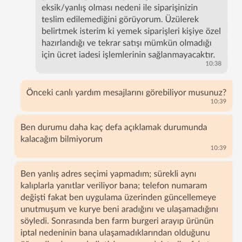 Trendyol GO'dan İptal Edilen Siparişimin Ücreti İade Edilmedi, Destek Birimi Çelişkili Bilgi Verdi