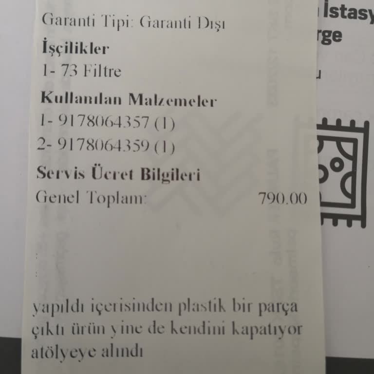 Yeni Alınan Süpürge Arızalı Çıktı Filtre Değişimine Ücret İstendi