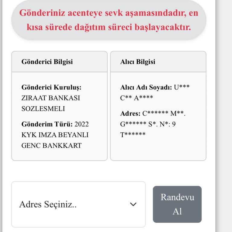 Ziraat Bankası Kart Teslimatında Adres Ve Gecikme Mağduriyeti