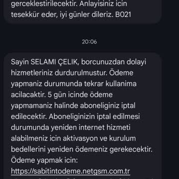 Netgsm İnternet Kesintisi Ve Hizmet Numarasına Erişim Sorunu Mağduriyeti
