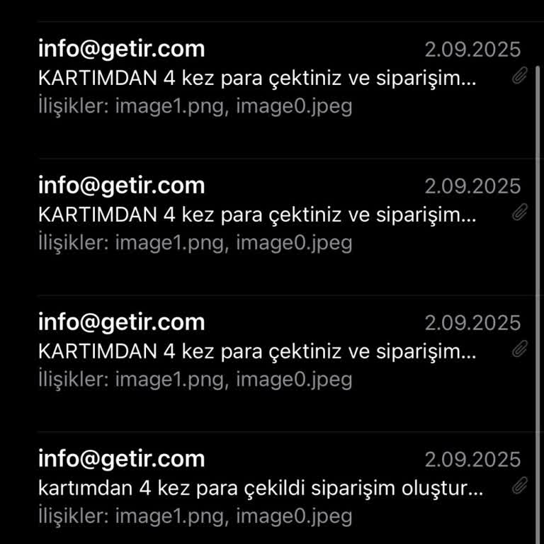 Getir Çarşı'dan Oluşmayan Siparişler İçin Kartımdan Para Çekildi, İade Yapılmadı