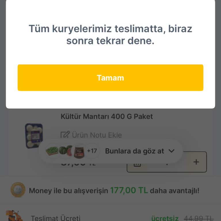 Migros Hemen Uygulamasında Sürekli Kurye Yoğunluğu Ve Destek Erişim Sorunu Yaşıyorum