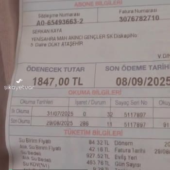 İstanbul Büyükşehir Belediyesi Yüksek Su Faturası