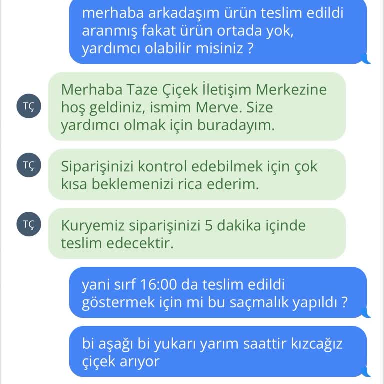 Teslim Edilmeden Teslim Edildi Gösterilen Çiçek Siparişi