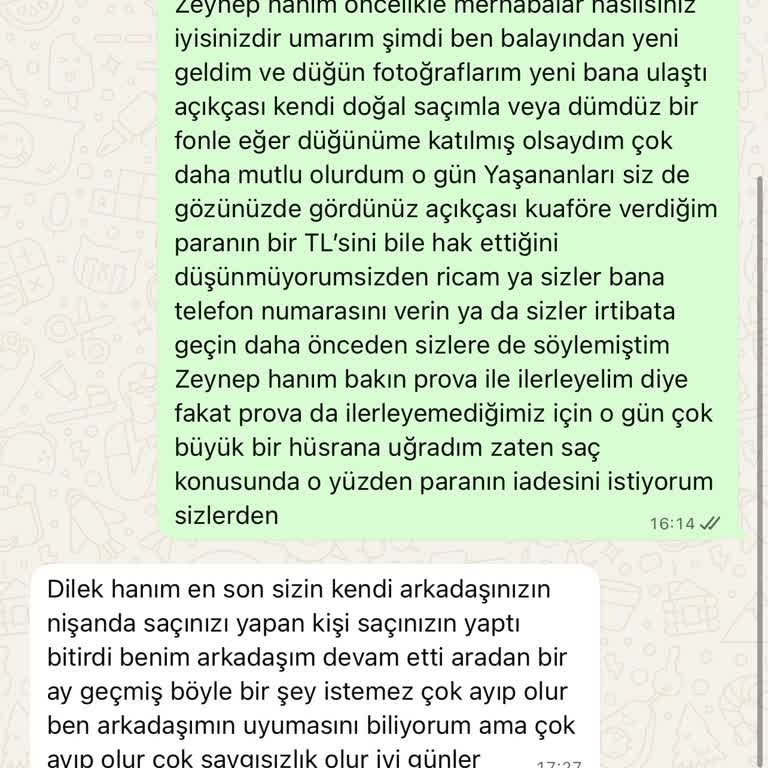 Düğün Saç Ve Makyaj Hizmetinde İlgisizlik Ve Ücret İadesi Sorunu