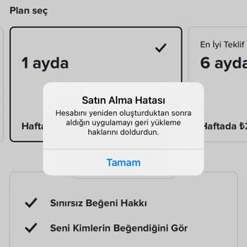 Aktif Tinder Platinum Üyeliğimde Haklarımı Kullanamıyorum, Destek Ekibi Yanıt Vermiyor