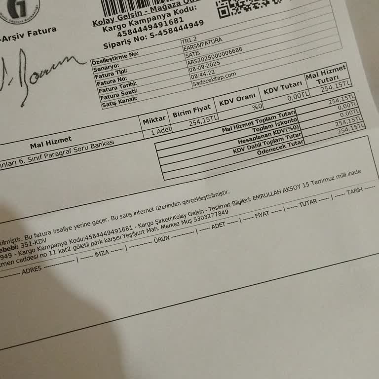 Yanlış Müfredatlı Kitap Gönderildi, Yeni Kitap Ve Kargo Talebim Var