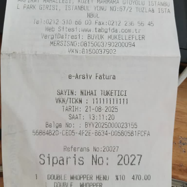 Burger King'den E-Faturama Ulaşamıyorum