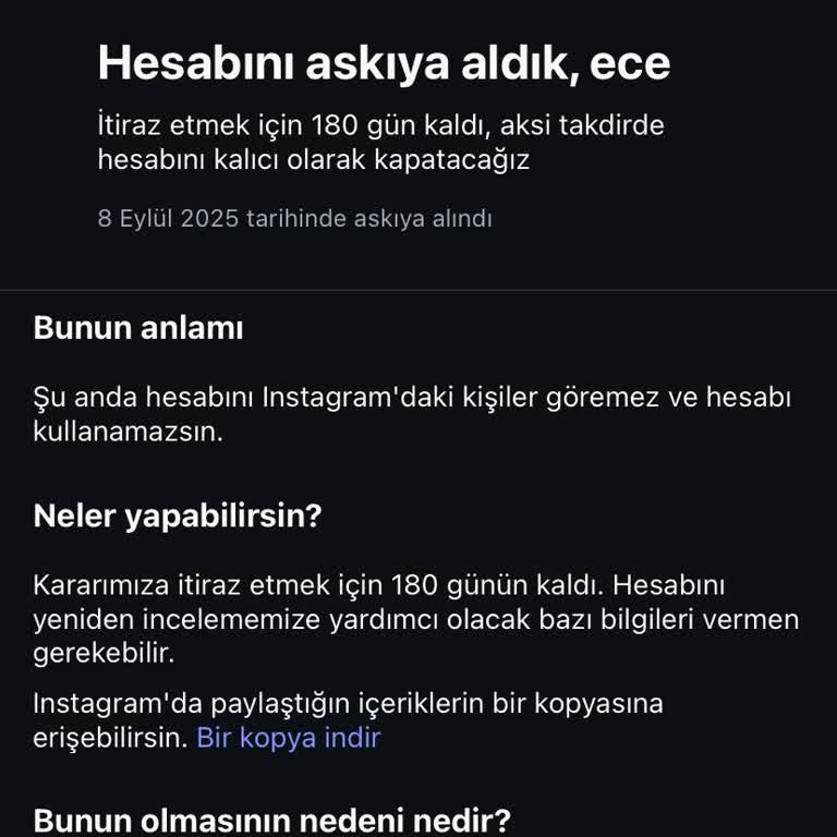 Instagram Hesabım Sebepsiz Askıya Alındı, Mağduriyet Yaşıyorum