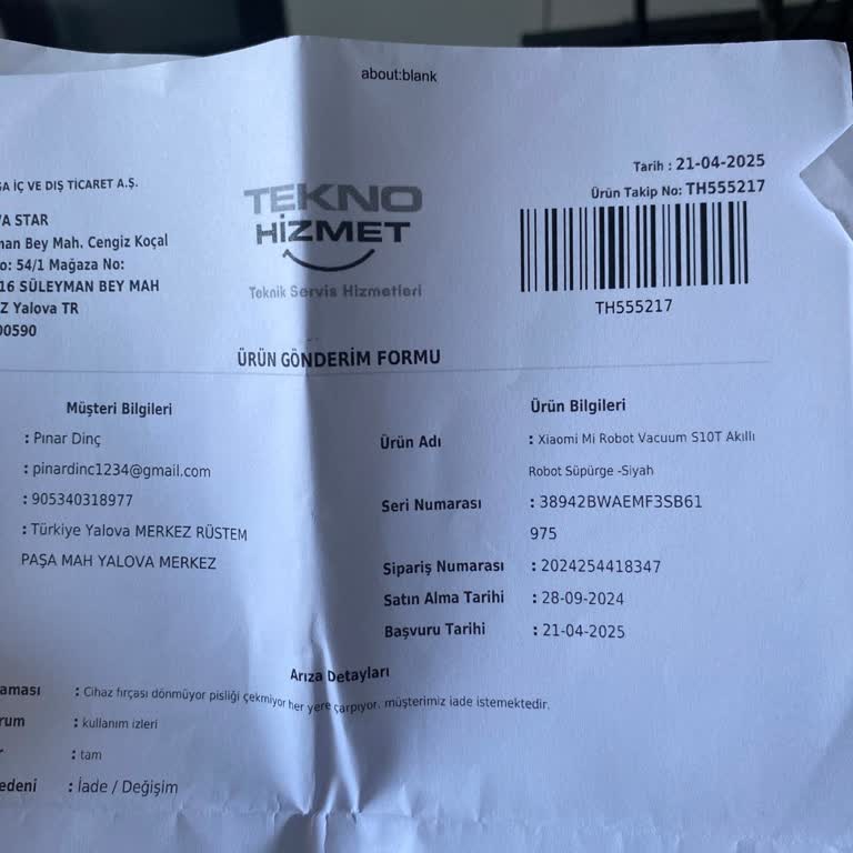 Arızalı Robot Süpürge İçin İade Ve Değişim Talebim Reddedildi