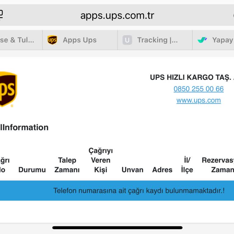 UPS Türkiye Gönderimim Hakkında Bilgilendirme Alamıyorum Ve İletişim Kuramıyorum